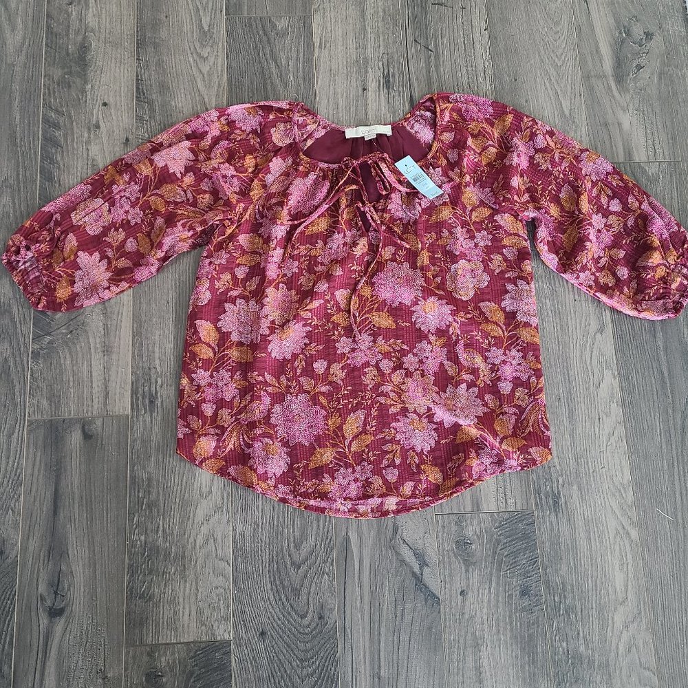 Strappy Tie Neck Peasant Blouse PXXS